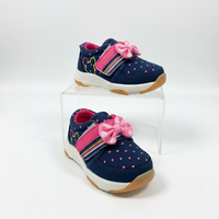 Eboo Navy Blue Kids' Sneakers with Pink Hearts & Bows