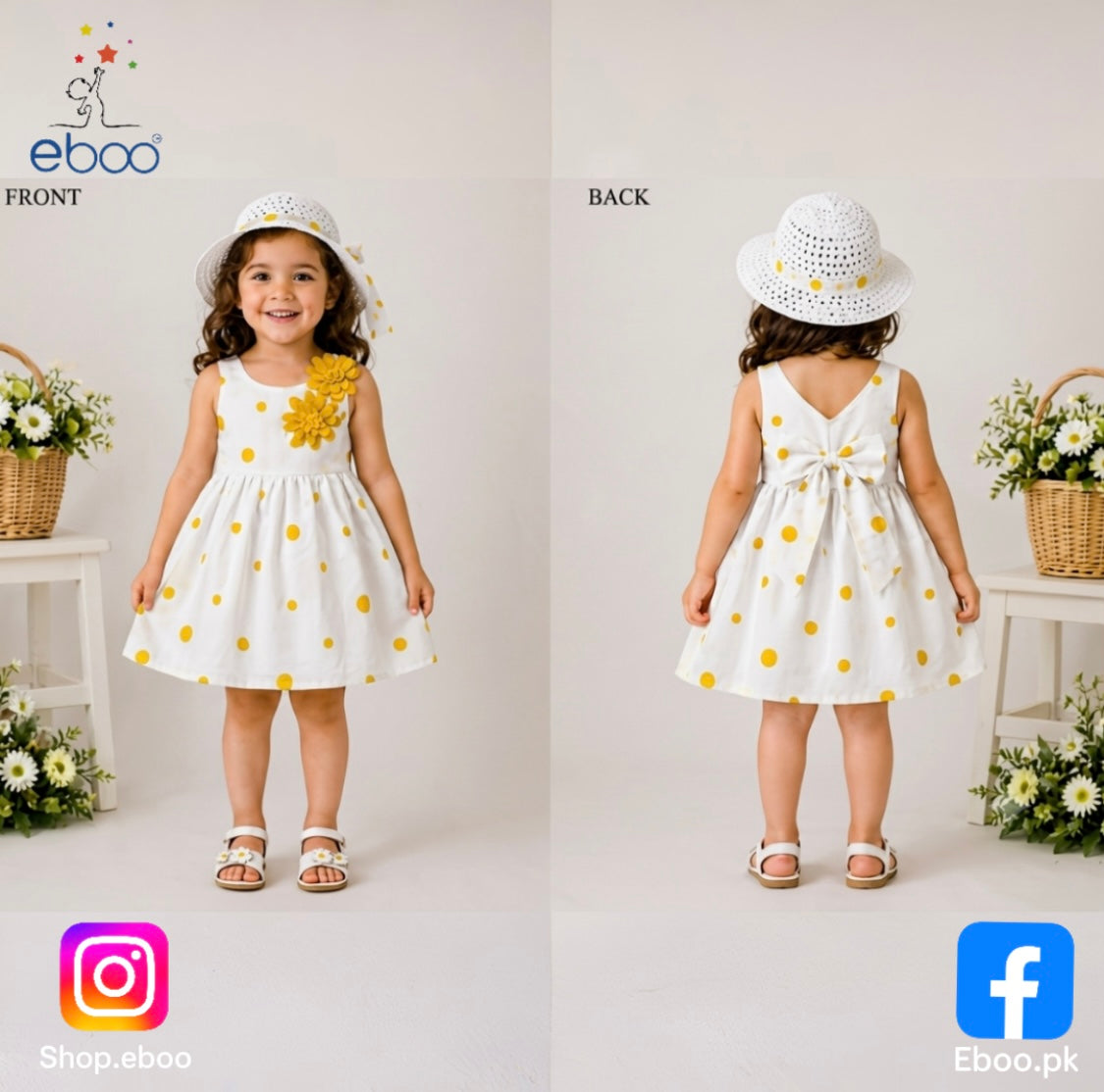 Eboo Summer Skirt with Hat Dress set (Yellow)