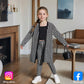 Eboo Girl Houndstooth Print Open Front Coat With Cami Top & Leggings