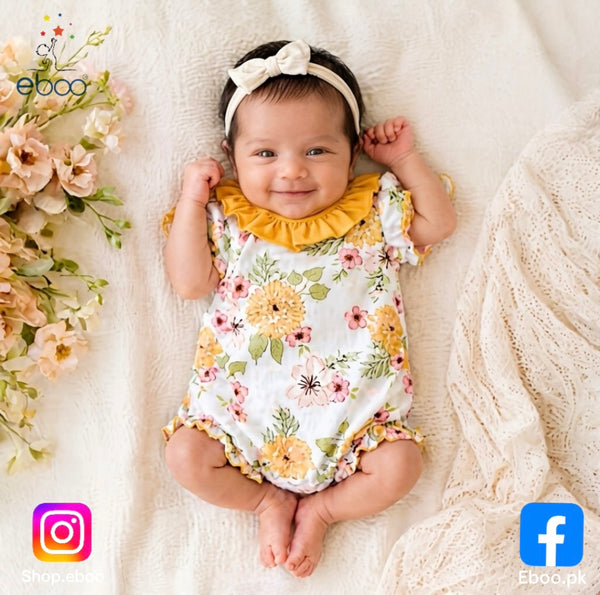 Eboo Baby Floral Print Short Sleeve Romper