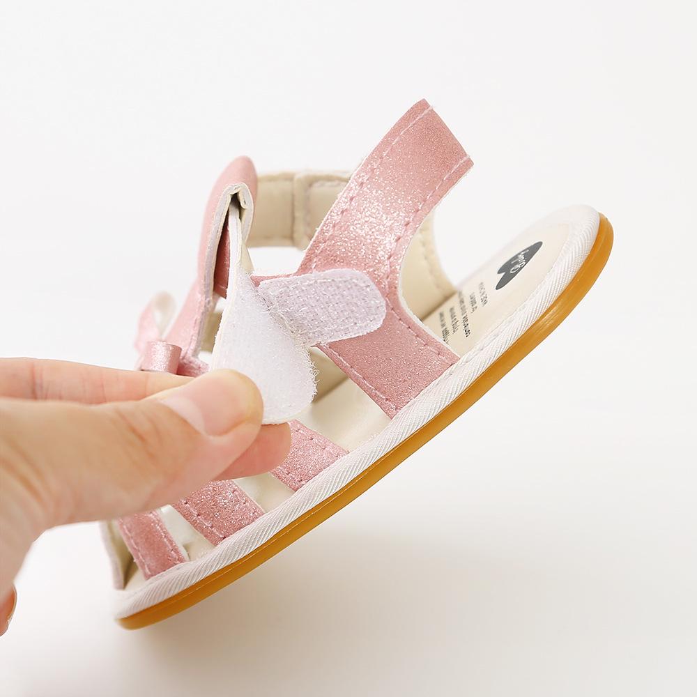 Eboo Pink Glitter Strap Sandals with Bows for Baby Girls