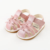 Eboo Pink Glitter Strap Sandals with Bows for Baby Girls