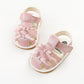 Eboo Pink Glitter Strap Sandals with Bows for Baby Girls