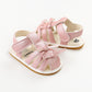 Eboo Pink Glitter Strap Sandals with Bows for Baby Girls