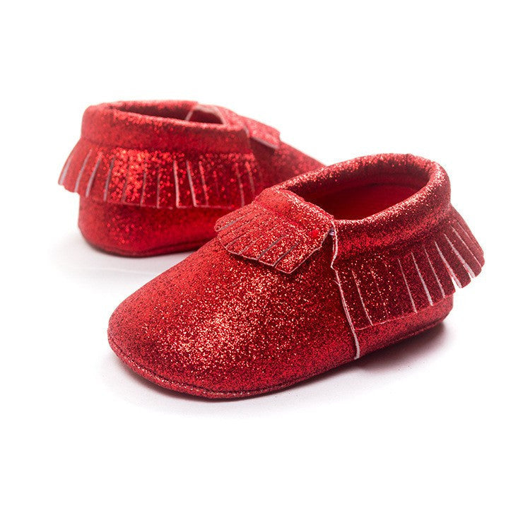 Eboo Baby Red Glitter Moccasins