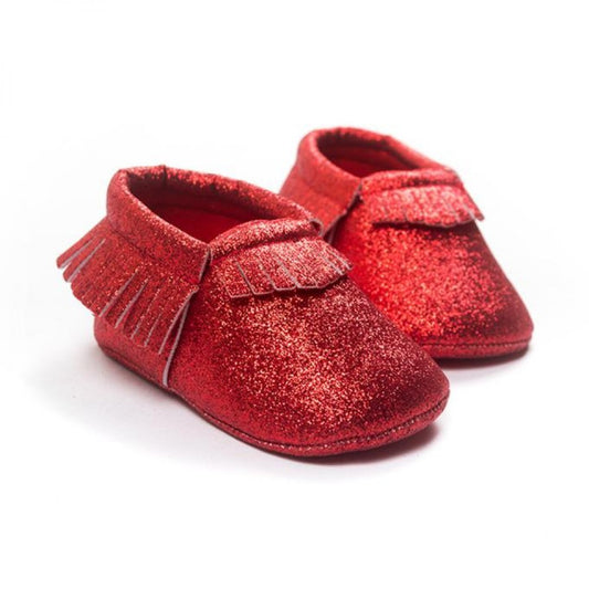 Eboo Baby Red Glitter Moccasins