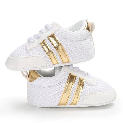 Eboo White & Gold Baby Sneakers