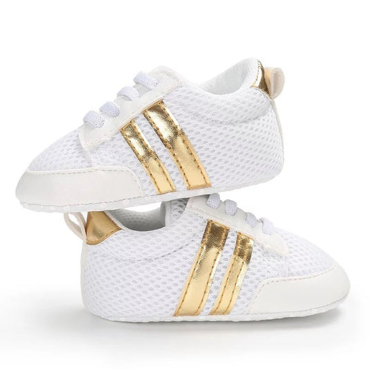 Eboo White & Gold Baby Sneakers