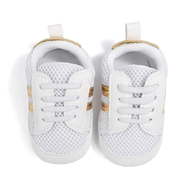 Eboo White & Gold Baby Sneakers