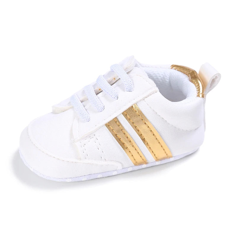 Eboo White & Gold Baby Sneakers
