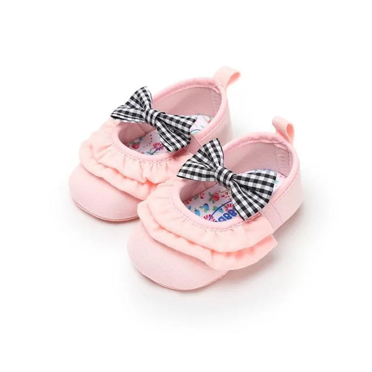 Eboo Baby Pink Shoes with Black & White Bows