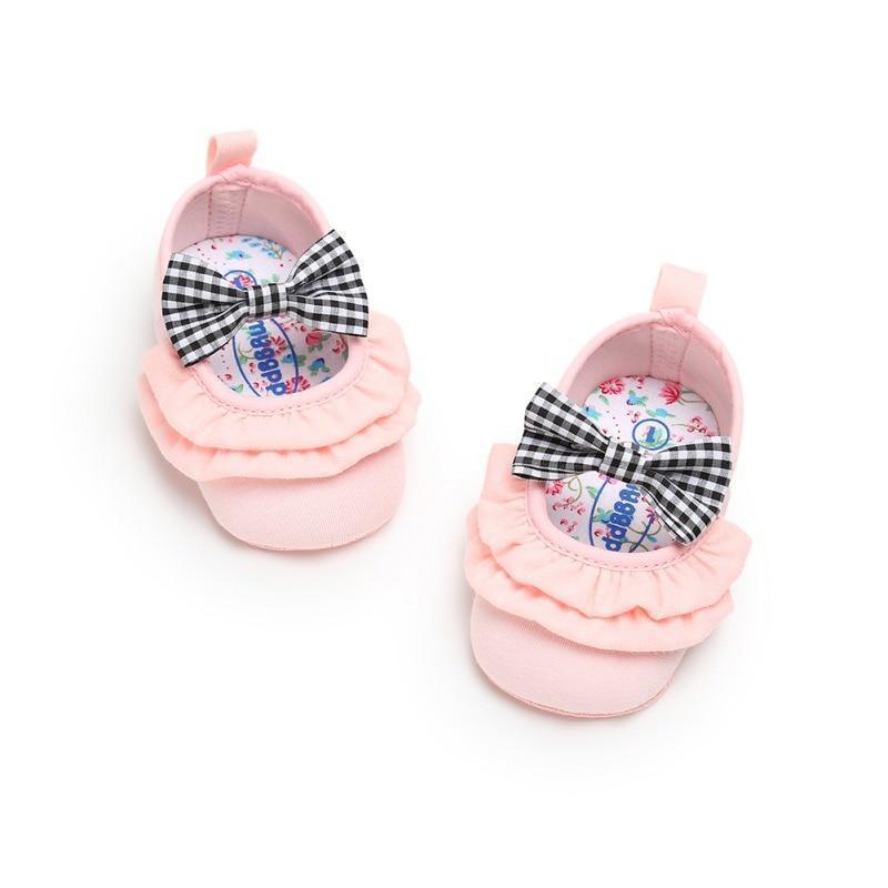 Eboo Baby Pink Shoes with Black & White Bows