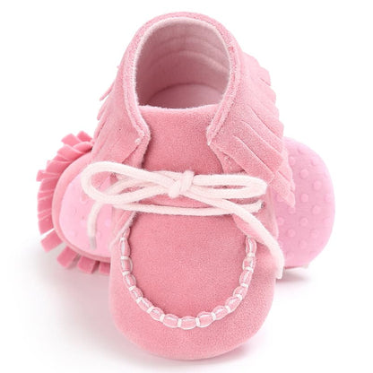 Eboo Pink Baby Moccasin with Fringe