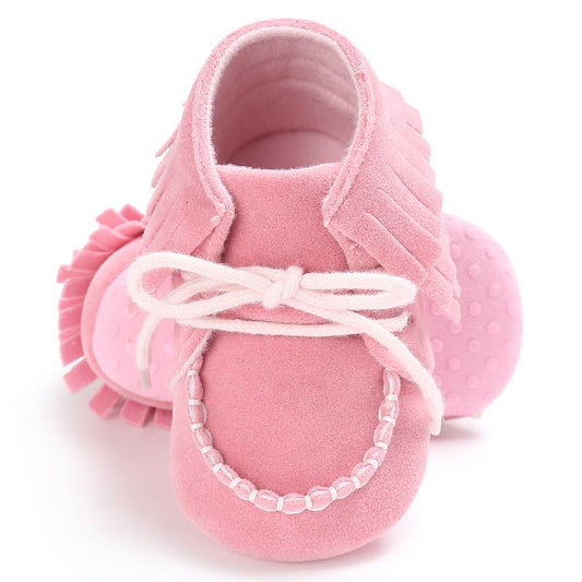 Eboo Pink Baby Moccasin with Fringe