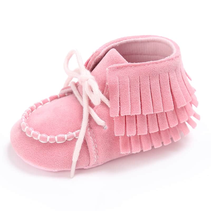 Eboo Pink Baby Moccasin with Fringe