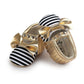Eboo Gold Baby Shoes with Black & White Stripes