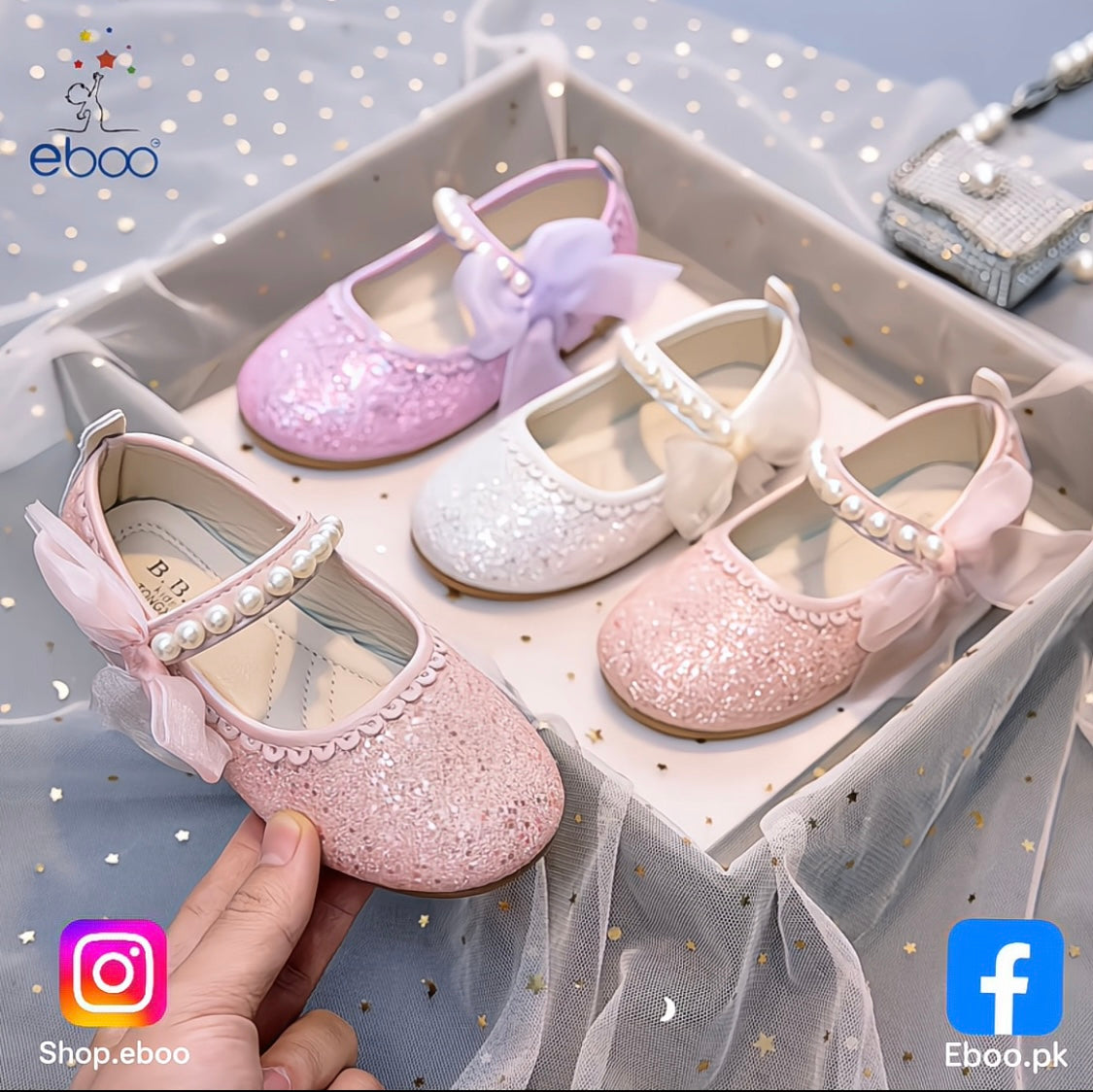 Eboo Little Bow Pink Pearl Princess Birthday Girl Mary Jane Shoe