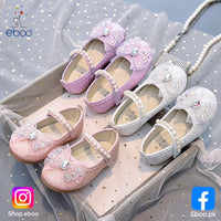 Eboo Girl Beautiful Butterfly Bow Dress Shoes Crystal Princess Sandals for Party Wedding