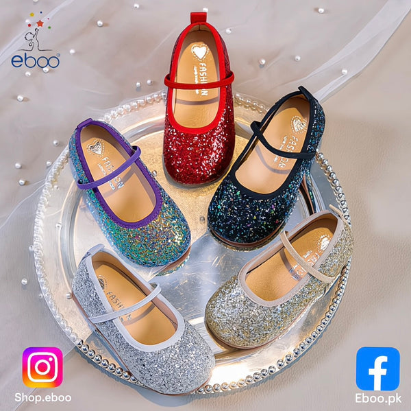 Eboo  Girls Glitter Princess Ballet Flats Shoes Ballerina Dress Shoes for Wedding Party
