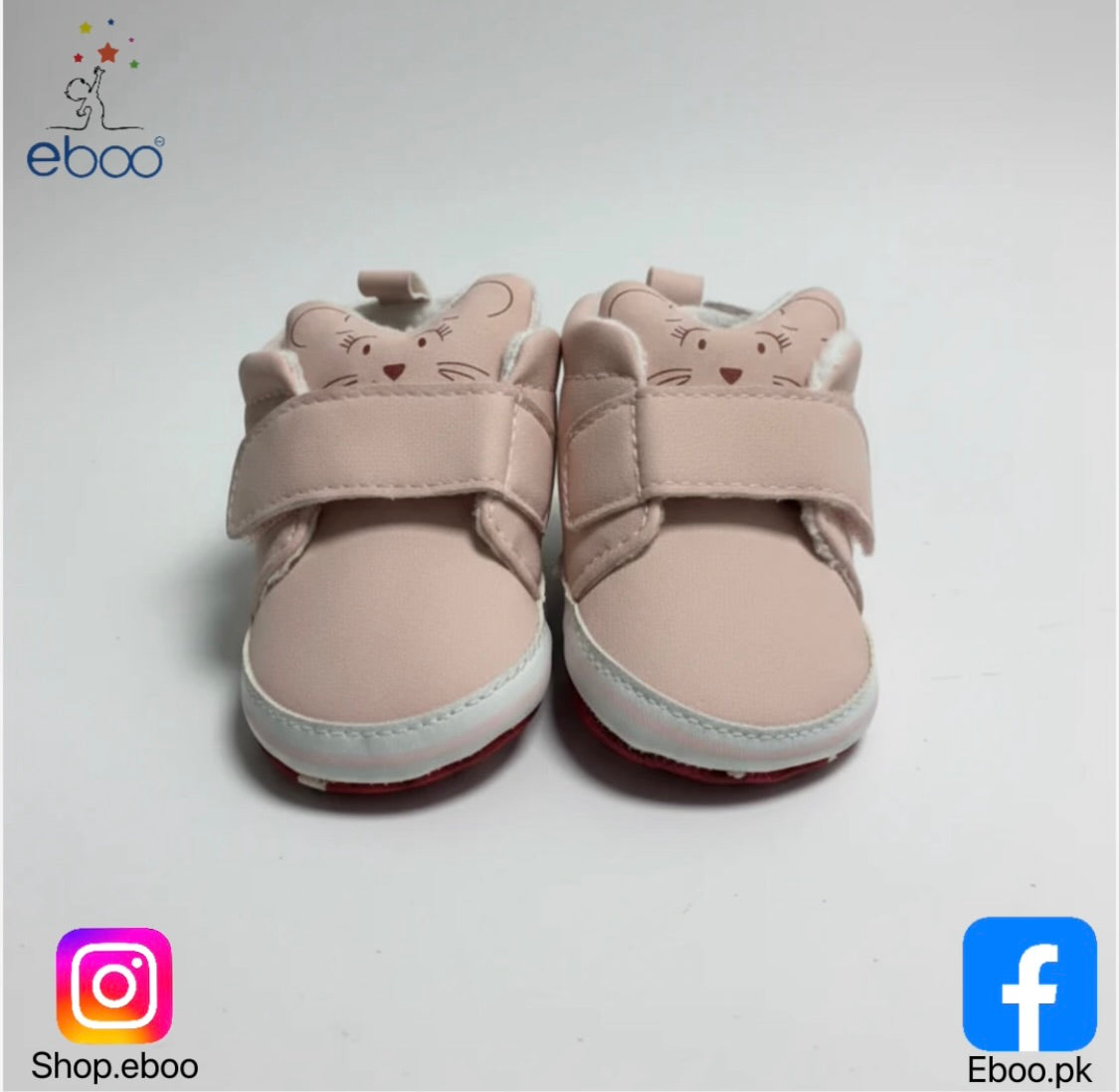 Eboo Pink Mouse Face Baby Shoes