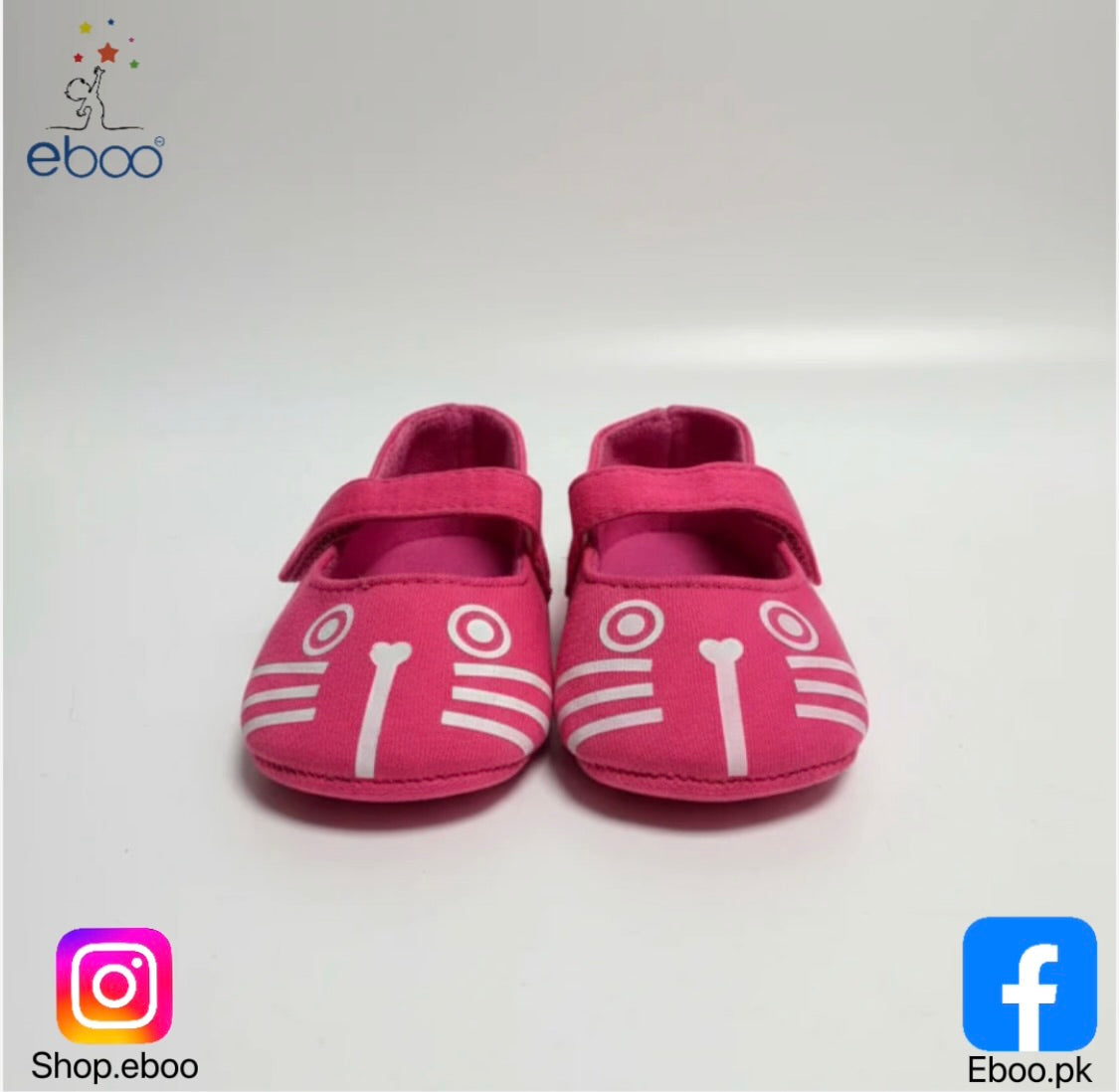 Eboo Cute Cat Face Soft Sole Shoes