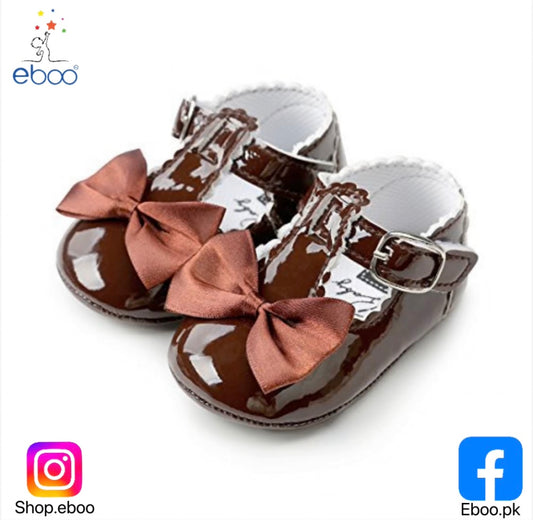Eboo Brown Patent Leather Baby Shoes