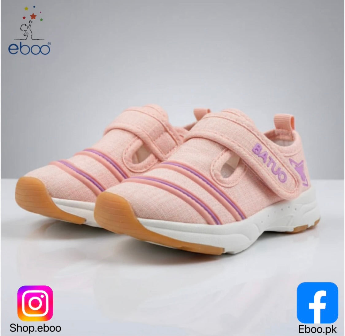 Eboo Kids' Easy-Wear Pink Athletic Comfort Shoes