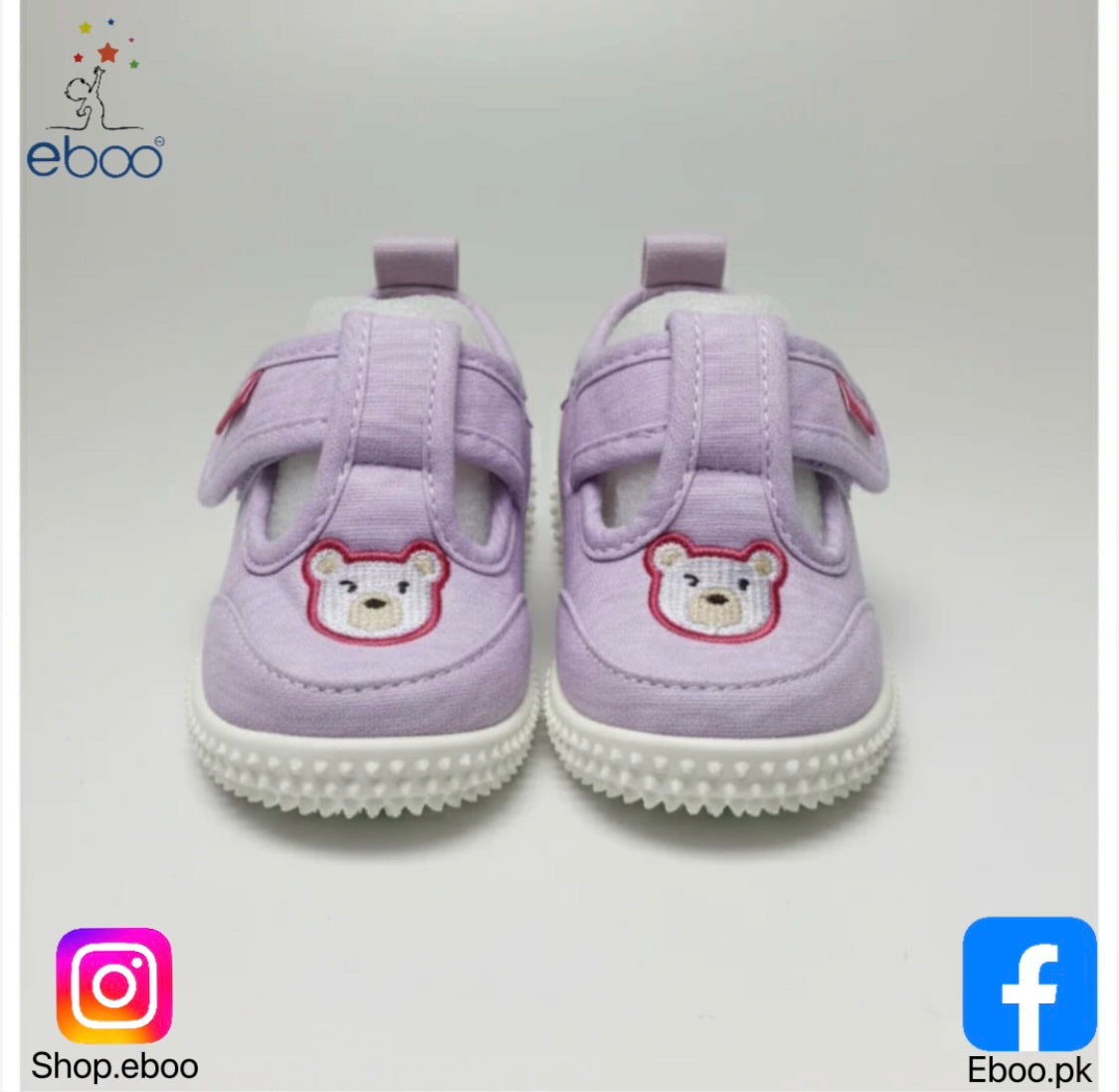 Eboo Kids' Purple Bear Velcro Shoes