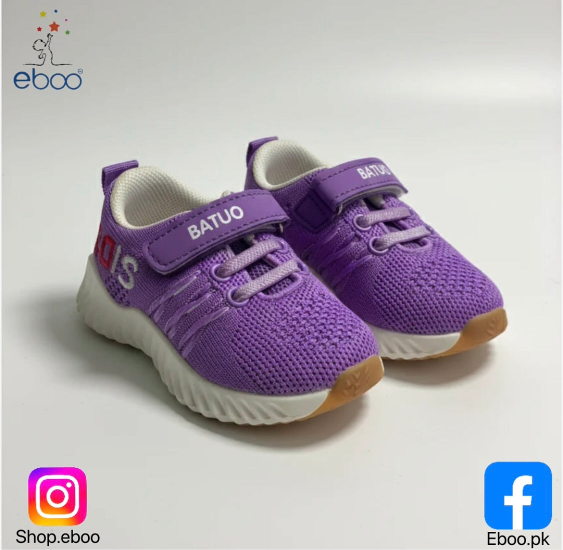 Eboo Purple Kids Sneakers With Velcro