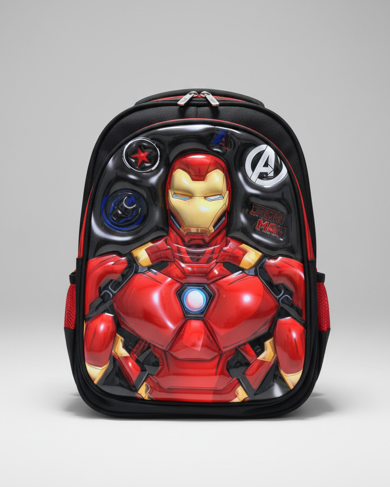 Kids Superhero 3D School Backpack | Premium Hard Front Bag
