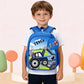Eboo Kids Blue Truck School Backpack with Matching Mini Pouch