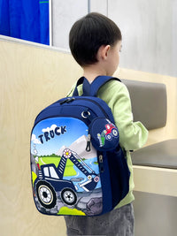 Eboo Kids Blue Truck School Backpack with Matching Mini Pouch