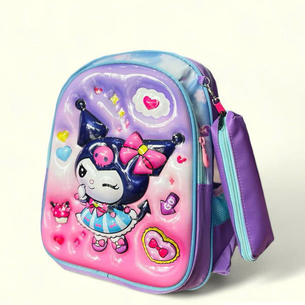 Eboo Cute Cartoon Girls 3D School Backpack with Pencil Case