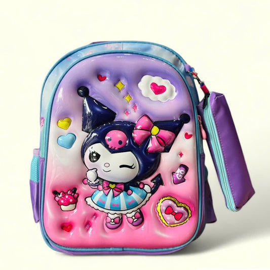 Eboo Cute Cartoon Girls 3D School Backpack with Pencil Case