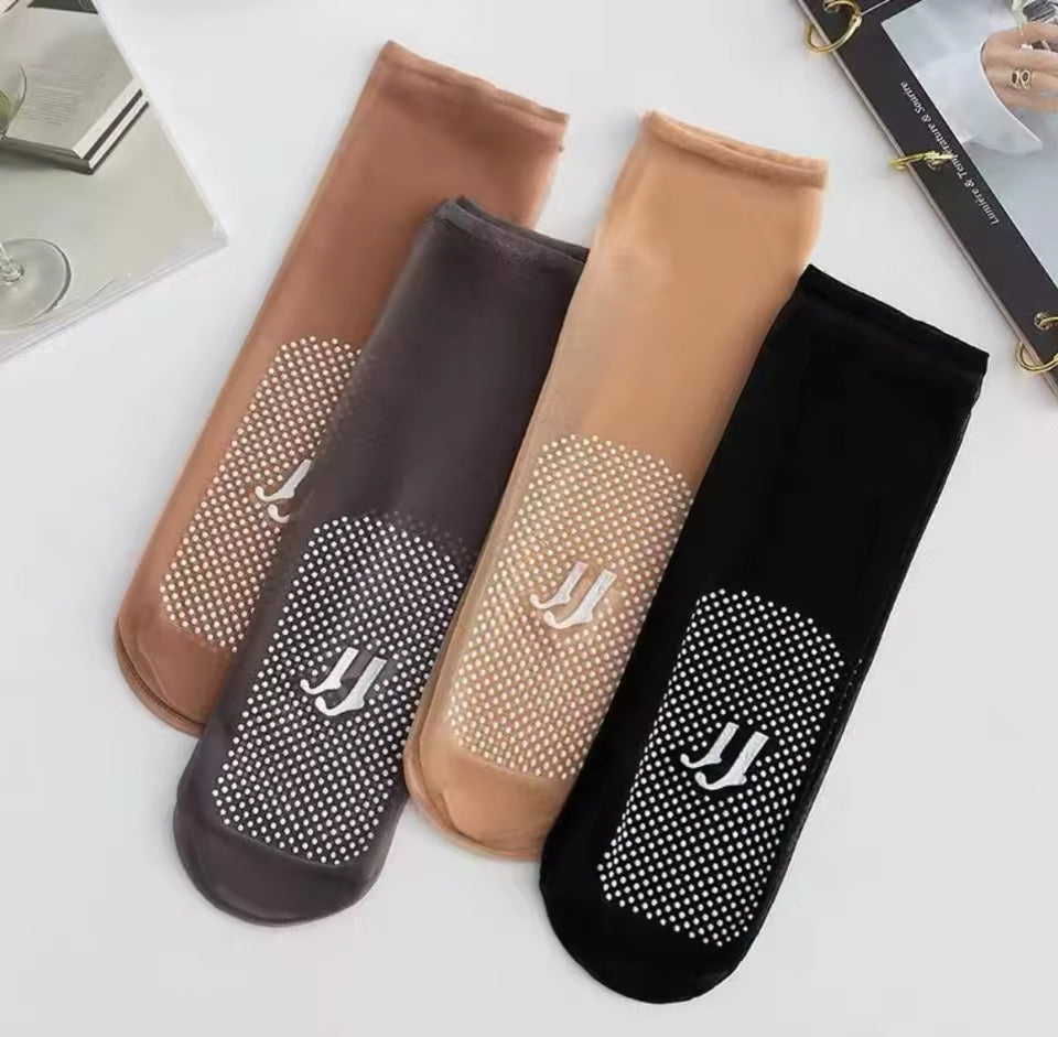 Eboo Ultra Thin Invisible Grip Socks for Women – Non-Slip Sheer Nylon Ankle Socks