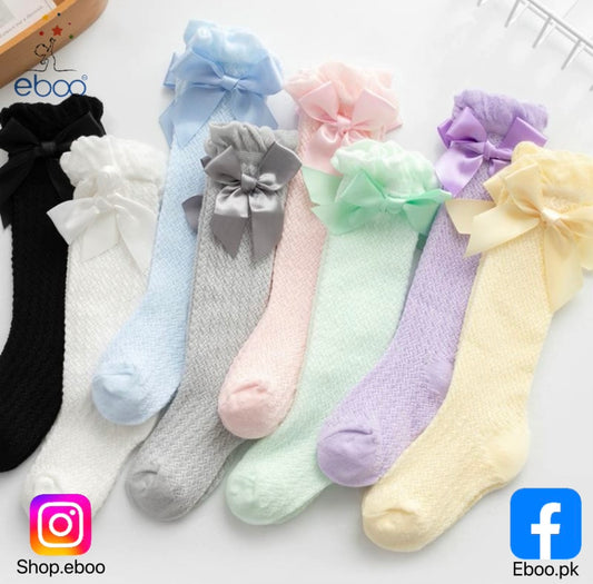 Eboo Baby Girl’s Lace Knee High Socks with Bow