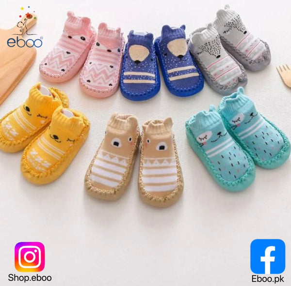 Eboo Baby Anti-Slip Cartoon Prewalker Shoes Socks