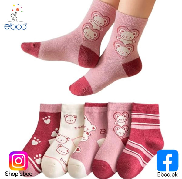 Eboo 5-Pack Lovely Mixed Prints Mid-Calf Socks (5 Designs)