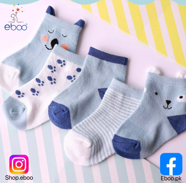 Baby Socks Pack of 5 Ã¢?? Soft Cotton Cute Cartoon Design Socks for Infants & Toddlers