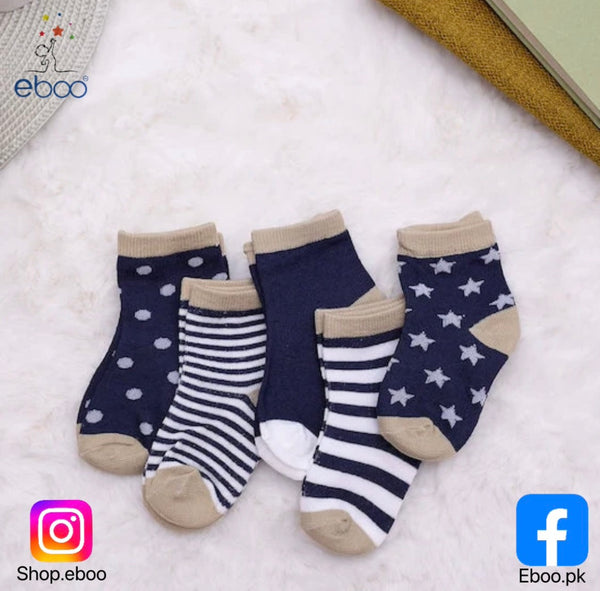 Pack of 5 Kids Socks Ã¢?? Soft Cotton Stylish Pattern Socks for Infants & Toddlers