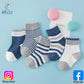5-Piece Baby Boy/Girl Cotton Socks Set with Stripes & Color Blocks