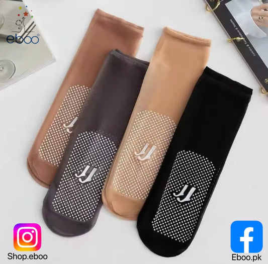 Eboo Ultra Thin Invisible Grip Socks for Women – Non-Slip Sheer Nylon Ankle Socks