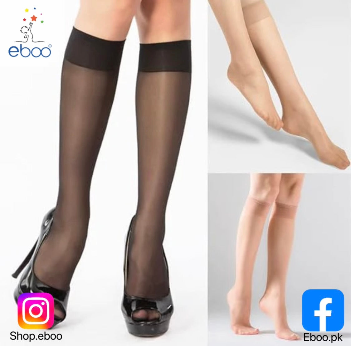 Eboo Women'S Nylon Socks Knee High Stockings Ultrathin Summer Lace Crew Sock