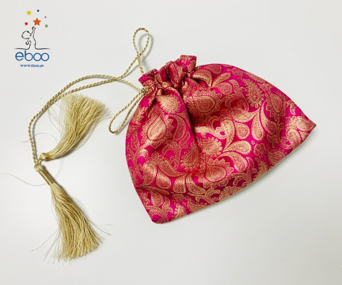 Eboo Pink Girls’ Traditional 3-Piece Suit – Brocade Sharara & Olive Dupatta