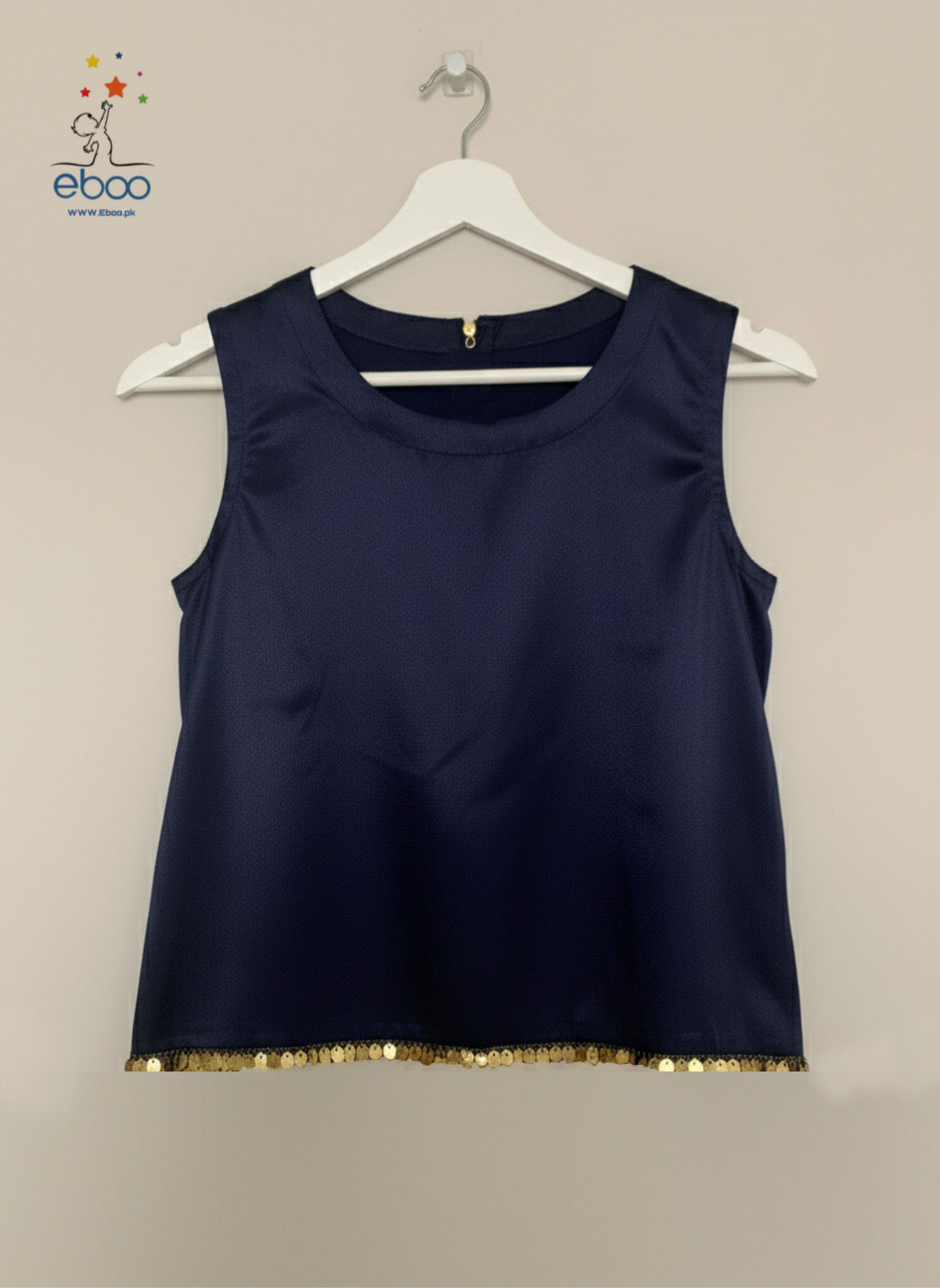 Eboo Navy Blue Girls’ Traditional Suit — Chiffon Dupatta & Brocade Pants Set