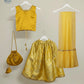 Eboo Golden Mustard Girls’ Traditional 3-Piece Suit – Brocade Skirt, Satin Top & Sheer Dupatta