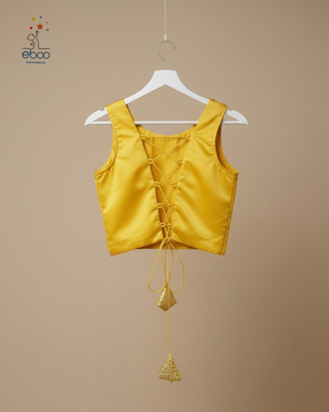 Eboo Golden Mustard Girls’ Traditional 3-Piece Suit – Brocade Skirt, Satin Top & Sheer Dupatta
