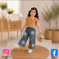 Eboo Baby Girl Floral Denim Shorts Set – Ribbed Cotton T-Shirt & Embroidered Flower Denim Shorts (2-Piece Outfit)