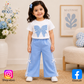 Eboo Baby Girl Bow Appliqué T-Shirt & Ribbon Pants 2-Piece Summer Outfit Set