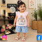 Eboo Baby Girl Summer Cotton 2-Piece Outfit – Pink Carousel Unicorn Sleeveless Top & Printed Shorts Set